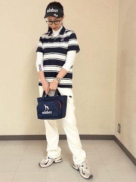 「adabat（アダバット）の【新レーベル ADABAT NAVY】サンデーズバイザー（サンバイザー、ブルー系）」を使った、s.mさん（レディース・168cm）の春コーディネート
