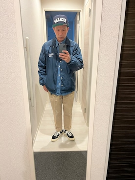 「アイテム（その他アウター、ブルー系）」を使った、カズさん（メンズ・170cm）の秋コーディネート