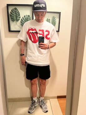 「WIND AND SEA（ウィンダンシー）のSEA ESS Cargo Shorts（その他パンツ、ブラック系）」を使った、カズさん（メンズ・170cm）の夏コーディネート