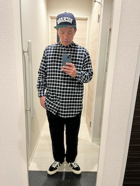 「アイテム（チノパンツ、ブルー系）」を使った、カズさん（メンズ・170cm）の秋コーディネート