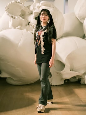 「Handmade（ハンドメイド）のアイテム（アクセサリー）」を使った、園崎みゆさん（レディース・153cm）の夏コーディネート
