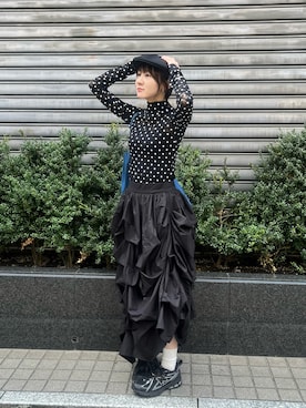 「アイテム（ハンチング/ベレー帽）」を使った、西村美紗さん（レディース・154cm）の秋コーディネート
