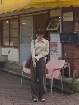 「BEAUTY&YOUTH UNITED ARROWS(ビューティーアンドユースユナイテッドアローズ)のアイテム(その他パンツ)」を使った、西村美紗さん(レディース・154cm)の秋コーディネート