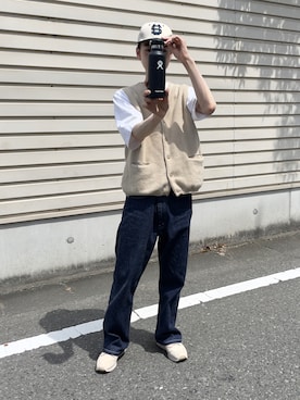 「Graphpaper（グラフペーパー）のアイテム（Tシャツ/カットソー）」を使った、Ryosukeさん（メンズ・177cm）の夏コーディネート