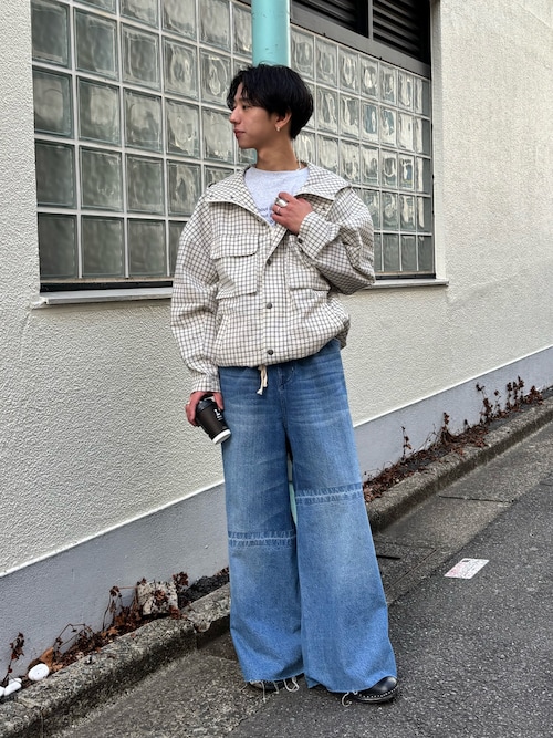 「CIAOPANIC TYPY（チャオパニックティピー）の【UNISEX】チェックフードシャウター（パーカー）」を使った、Kazumaさん（メンズ・166cm）の春コーディネート