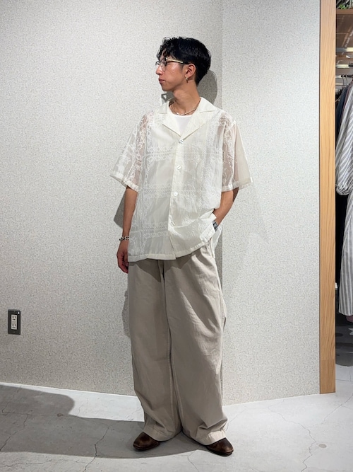 「CIAOPANIC TYPY(チャオパニックティピー)の【UNISEX】レース刺繍シャツ/WEB限定カラーあり(シャツ/ブラウス)」を使った、Kazumaさん(メンズ・166cm)の夏コーディネート