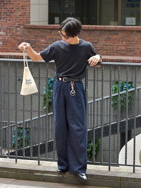 「CALMANTHOLOGY（カルマンソロジー）のアイテム」を使った、Kazumaさん（メンズ・166cm）の夏コーディネート
