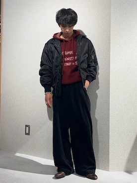 「クリスマス」｜「アイテム（MA-1）」を使った、Kazumaさん（メンズ・166cm）の冬コーディネート