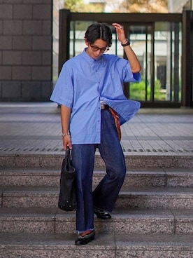 「Hender Scheme（エンダースキーマ）のアイテム」を使った、Kazumaさん（メンズ・166cm）の夏コーディネート