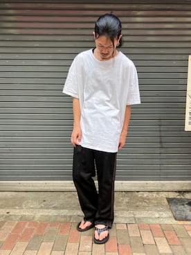 「アイテム（スリッポン）」を使った、せおさん（メンズ・178cm）の夏コーディネート