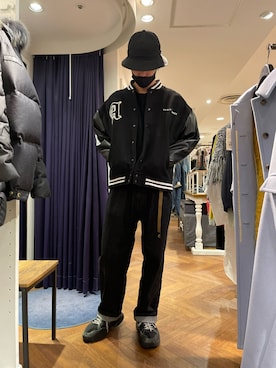 「A4A（エーフォーエー）のアイテム（スタジャン）」を使った、せおさん（メンズ・178cm）の秋コーディネート