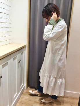 「coca（coca）（コカ）のアイテム（シャツワンピース）」を使った、musashikosugiさん（レディース・160cm）の春コーディネート