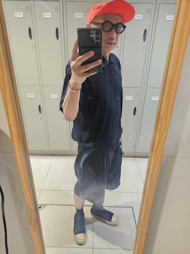 「アイテム（キャップ）」を使った、黃島讀さん（メンズ・176cm・90代）の夏コーディネート