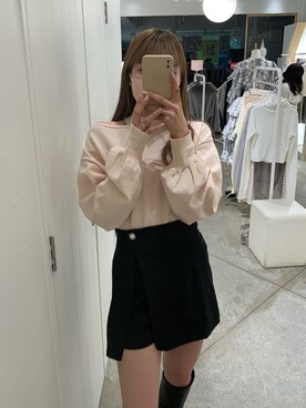 「one after another NICE CLAUP（ワンアフターアナザーナイスクラップ）のビジューボタンスカパン　2023SS（その他パンツ）」を使った、ayame💄💕さん（レディース・163cm）の冬コーディネート