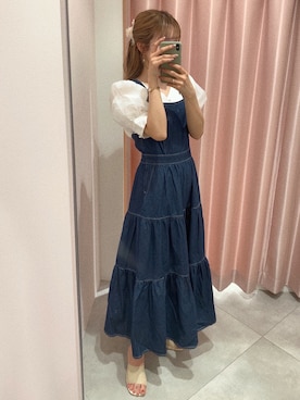 「one after another NICE CLAUP（ワンアフターアナザーナイスクラップ）のアイテム（ジャンパースカート）」を使った、ayame💄💕さん（レディース・163cm）の夏コーディネート