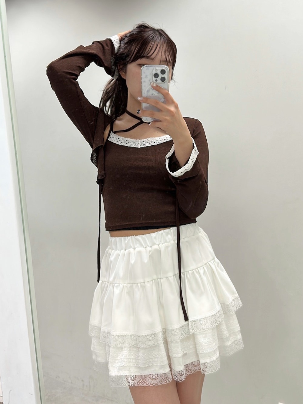 「OLIVE des OLIVEのランダムテレコボレロアンサンブル　1042060070（アンサンブル、ブラウン系）」を使った、ayame💄💕さん（レディース・163cm）の夏コーディネートの1枚目の写真