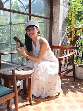 「アイテム（キャスケット、ホワイト系）」を使った、千千🪭さん（レディース・158cm）の夏コーディネート