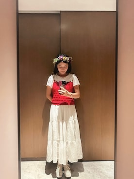 「アイテム（ヘアアクセサリー）」を使った、千千🪭さん（レディース・158cm）の夏コーディネート