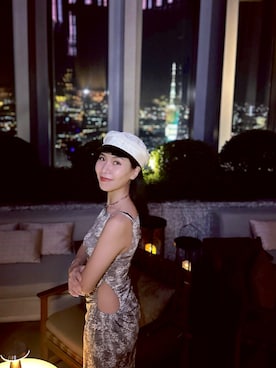 「アイテム（キャスケット、ホワイト系）」を使った、千千🪭さん（レディース・158cm）の夏コーディネート