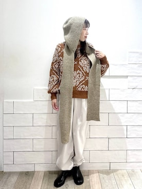 「アイテム（ストール/ショール）」を使った、taruさん（レディース・155cm・30代）の冬コーディネート