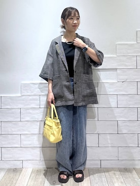 「LEPSIM（レプシィム）のスースーデニムストレートパンツ　637621（デニムパンツ、ブルー系）」を使った、taruさん（レディース・155cm）の夏コーディネート