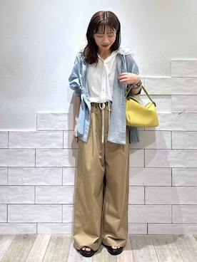 「LEPSIM（レプシィム）のギャザークッションサンダル　638838（サンダル、ブラック系）」を使った、taruさん（レディース・155cm）の春コーディネート