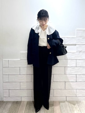 「アイテム（ノーカラージャケット）」を使った、taruさん（レディース・155cm・30代）の冬コーディネート