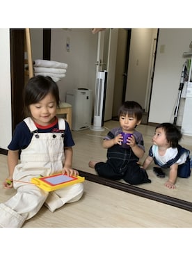 「PEANUTS（ピーナッツ）のアイテム（帽子）」を使った、KYO*AYAさん（キッズ・80cm）の夏コーディネート