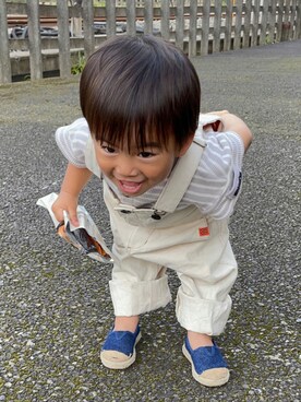 「B:MING by BEAMS（ビーミングバイビームス）のアイテム（スリッポン）」を使った、KYO*AYAさん（キッズ・80cm）の夏コーディネート