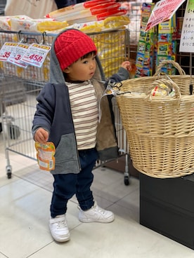 「PAPAPAPARK（パパパパーク）のアイテム（帽子）」を使った、KYO*AYAさん（キッズ・80cm）の冬コーディネート