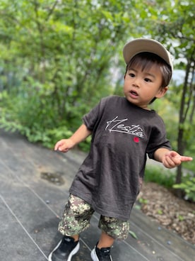 「PEANUTS（ピーナッツ）のアイテム（帽子）」を使った、KYO*AYAさん（キッズ・80cm）の夏コーディネート