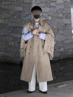 「stein（シュタイン）のアイテム（トレンチコート）」を使った、Ryuさん（メンズ・170cm）の冬コーディネート