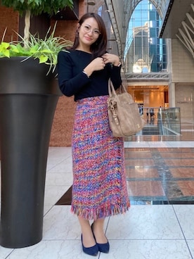 「NINE WEST（ナインウエスト）のアイテム」を使った、ゆみちょりさん（レディース・163cm）の秋コーディネート