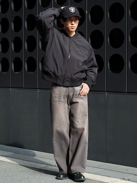 「アイテム（MA-1）」を使った、JIGGYS SHOP PRESSさん（メンズ・180cm）の冬コーディネート