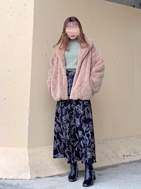「ショールカラー」｜「アイテム（その他アウター）」を使った、ねこさん（レディース・158cm）の冬コーディネート