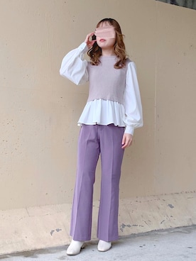 「INGNI（イング）のセミフレアセンタープレスパンツ（その他パンツ）」を使った、ねこさん（レディース・158cm）の秋コーディネート