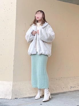 「ショールカラー」｜「アイテム（その他アウター）」を使った、ねこさん（レディース・158cm）の冬コーディネート