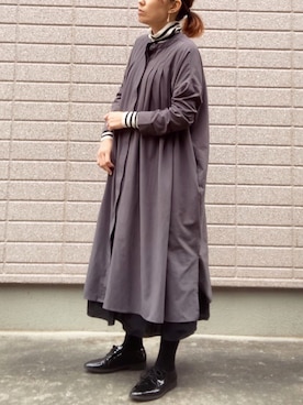「rps（アールピーエス）のアイテム（シャツワンピース）」を使った、みちるさん（レディース・165cm）の春コーディネート