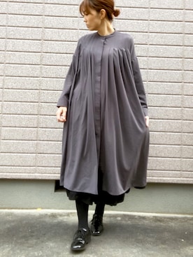 「rps（アールピーエス）のアイテム（シャツワンピース）」を使った、みちるさん（レディース・165cm）の冬コーディネート