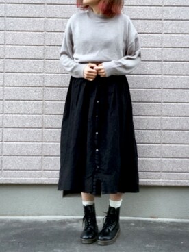 「rps（アールピーエス）のアイテム（シャツワンピース）」を使った、みちるさん（レディース・165cm）の冬コーディネート