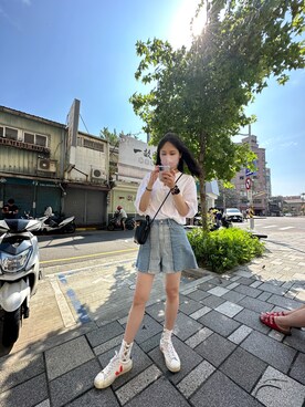 「VEJAS（ヴェジャス）のアイテム」を使った、芸宛さん（レディース・166cm）の夏コーディネート