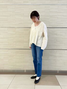 「URBAN RESEARCH DOORS（アーバンリサーチドアーズ）のハイライズデニムパンツ（デニムパンツ）」を使った、honokaさん（レディース・165cm）の春コーディネート