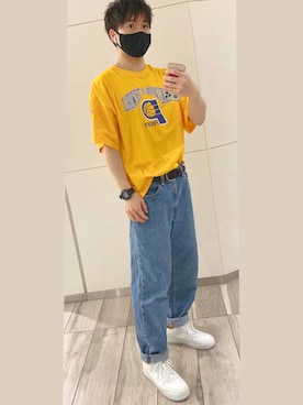 「AIR FORCE 1」｜「アイテム（その他）」を使った、熱田佐武さん（メンズ・170cm）の夏コーディネート