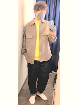 「FRUIT OF THE LOOM（フルーツオブザルーム）のアイテム（レッグウェア）」を使った、熱田佐武さん（メンズ・170cm）の春コーディネート
