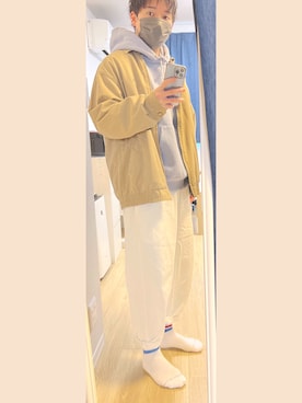 「FRUIT OF THE LOOM（フルーツオブザルーム）のアイテム（レッグウェア）」を使った、熱田佐武さん（メンズ・170cm）の春コーディネート