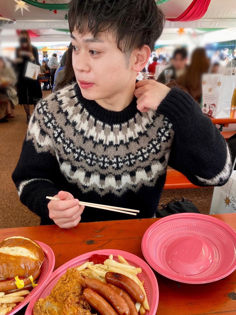 「休日スタイル、メンズコーデ、低身長、steaven alan、スティーブンアラン、いいね、save、フォローお願いします🤑」｜「Steven Alanの＜BATONER＞ NORDIC CREW NECK KNIT/ニット（ニット/セーター、ブラック系）」を使った、K~goさん（メンズ・158cm）の冬コーディネートの1枚目の写真