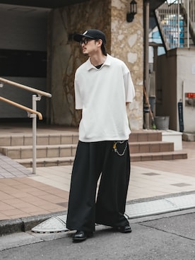 「Lui's（ルイス）のアイテム（スラックス）」を使った、Jamさん（メンズ・175cm）の春コーディネート