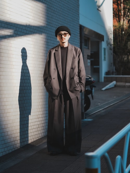 Neucon】PINSTRIPE RELAXING DOUBLE JACKET / ピンストライプ