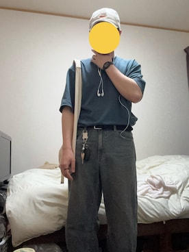 「UNIVERSAL OVERALL（ユニバーサルオーバーオール）のアイテム（キャップ、ホワイト系）」を使った、ギバンさん（メンズ・162cm）の春コーディネート