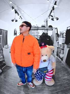 「RVCA（ルーカ）のアイテム（ジャケット/アウター）」を使った、DogMatic Style 門司港さん（メンズ・172cm）の冬コーディネート